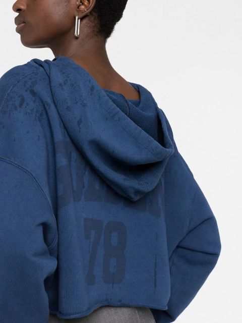 Golden Goose paint splatter-effect cropped hoodie - Blue