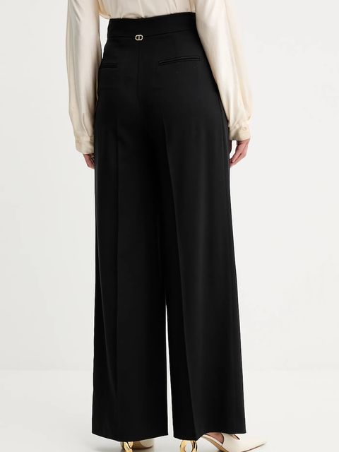 Twinset spodnie damskie kolor czarny proste high waist 252TP2622