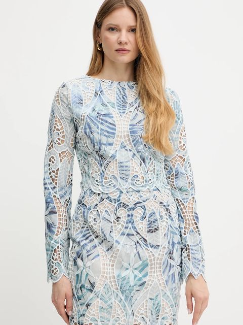 Guess bluzka ANASTASIA damska kolor turkusowy wzorzysta W5GH0T WHAD2 - zdjęcie produktu nr 1