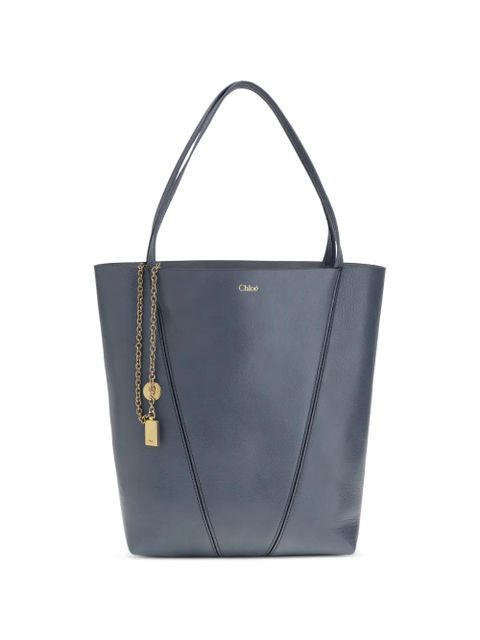 Chloé Spin leather tote bag - Blue - zdjęcie produktu nr 1
