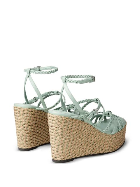 Jimmy Choo Nyra braided-effect platform sandals - Green