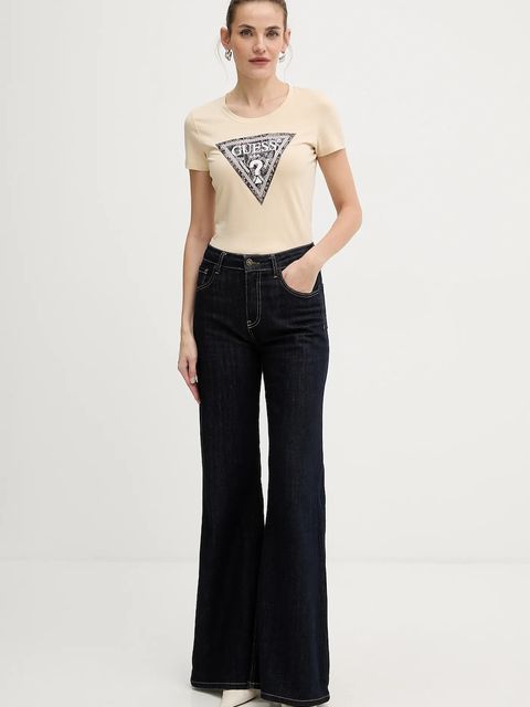 Guess t-shirt damski kolor beżowy W5BI15 J1314