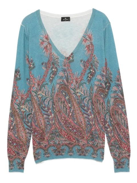 ETRO paisley-print V-neck top - Blue - zdjęcie produktu nr 1