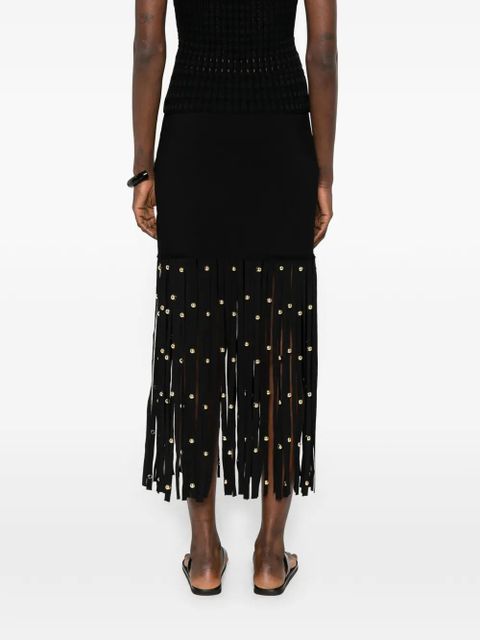 Simkhai fringed embellished midi skirt - Black