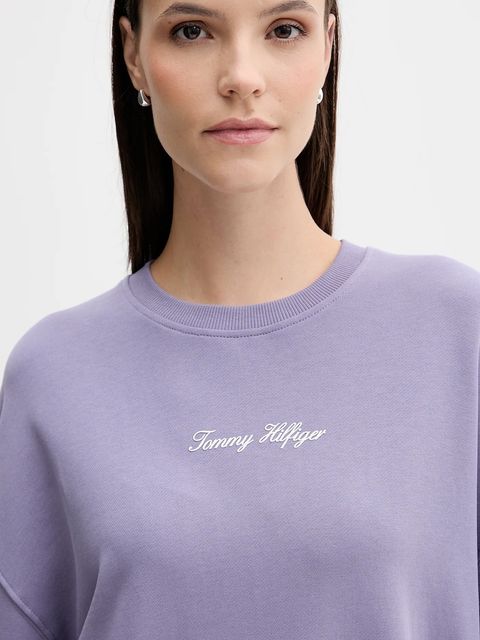 Tommy Hilfiger bluza bawełniana damska kolor fioletowy gładka WW0WW48269