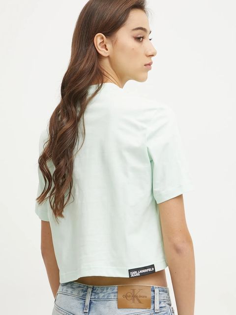 Karl Lagerfeld Jeans t-shirt bawełniany damski kolor zielony A1W17033