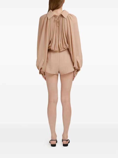 Marni puff-sleeve gathered jumpsuit - Neutrals
