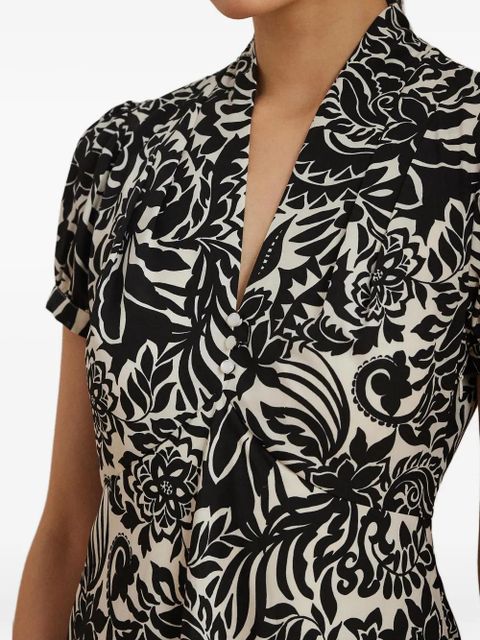Lauren Ralph Lauren floral-print short-sleeve mini dress - Black