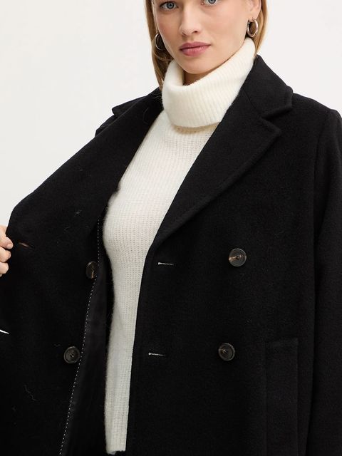 Weekend Max Mara płaszcz z dodatkiem wełny ZUFOLO kolor czarny 2525016092600