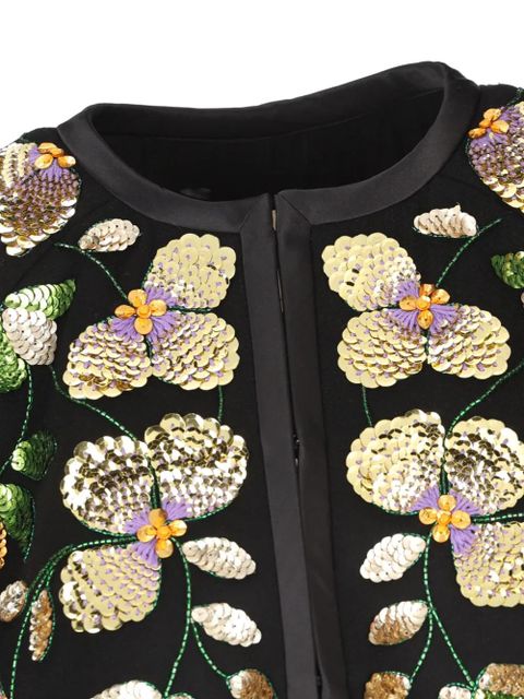 Valentino Garavani floral-embellished cape - Black