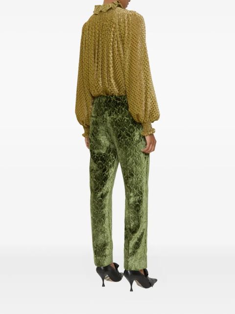 Burberry damask-pattern velvet trousers - Green - zdjęcie produktu nr 2