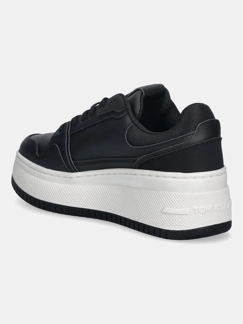 Tommy Jeans sneakersy skórzane TJW RETRO BASKET FLATFORM damskie kolor czarny EN0EN02860
