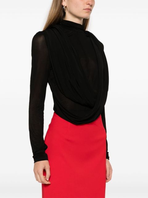 Magda Butrym cape-effect sheer bodysuit - Black - zdjęcie produktu nr 2