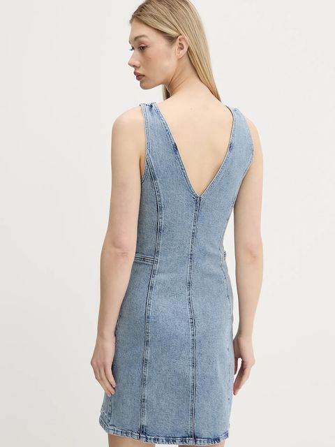 Karl Lagerfeld Jeans sukienka jeansowa kolor niebieski mini dopasowana A3W13016