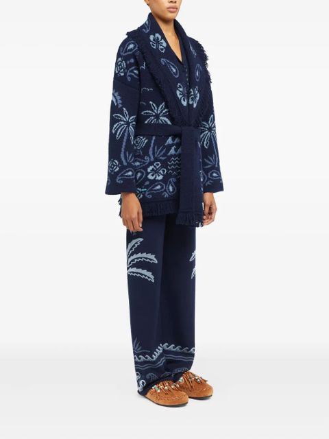 Alanui palm-tree fringed cardigan - Blue