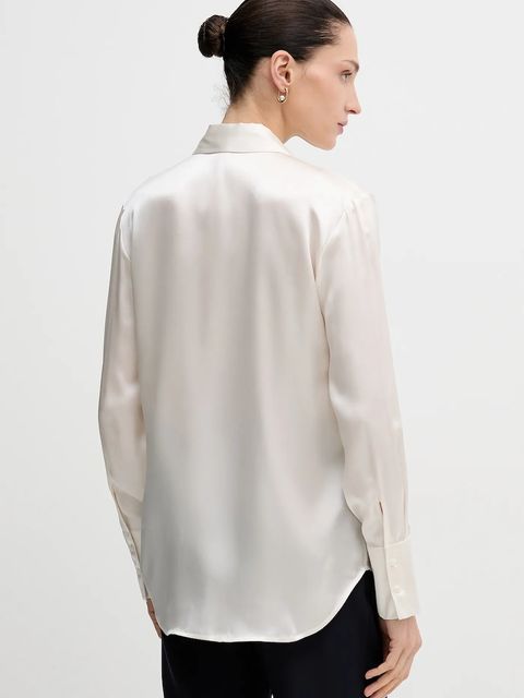 Sisley koszula jedwabna kolor beżowy regular z kołnierzykiem klasycznym 5LZMLQ05E - zdjęcie produktu nr 2