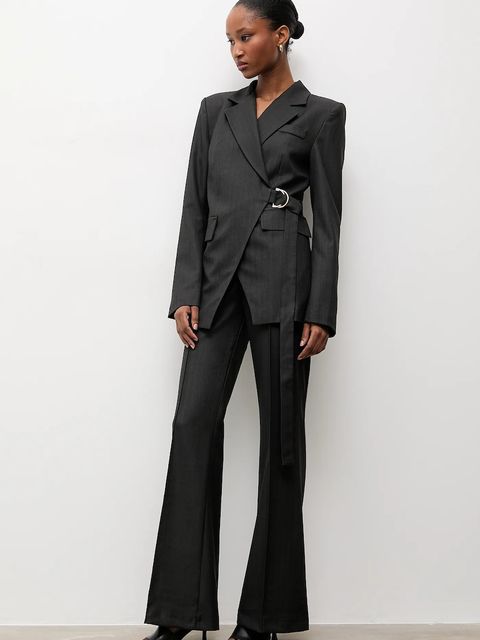 Answear.LAB spodnie damskie kolor szary dzwony medium waist - zdjęcie produktu nr 2