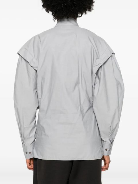 LEMAIRE Ascot puffed-sleeve V-neck top - Blue