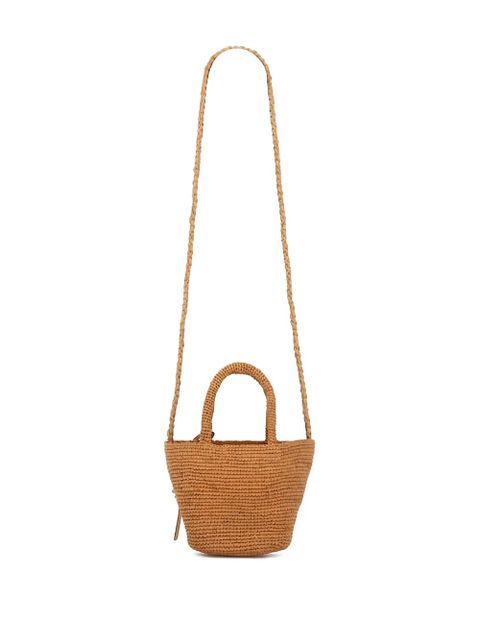 Manebi raffia leather-detail tote bag - Brown - zdjęcie produktu nr 2