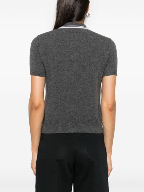 Valentino Garavani striped-edge polo shirt - Grey