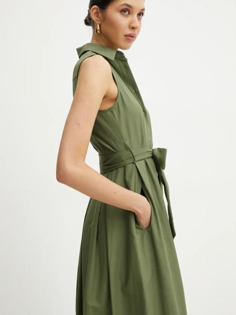 Silvian Heach sukienka PORDERO kolor zielony midi rozkloszowana GPP25450VE