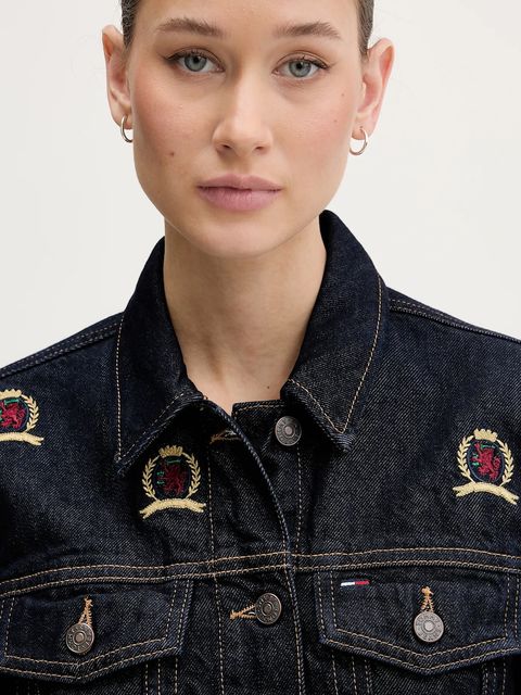 Tommy Jeans kurtka jeansowa kolor granatowy przejściowa DW0DW22729