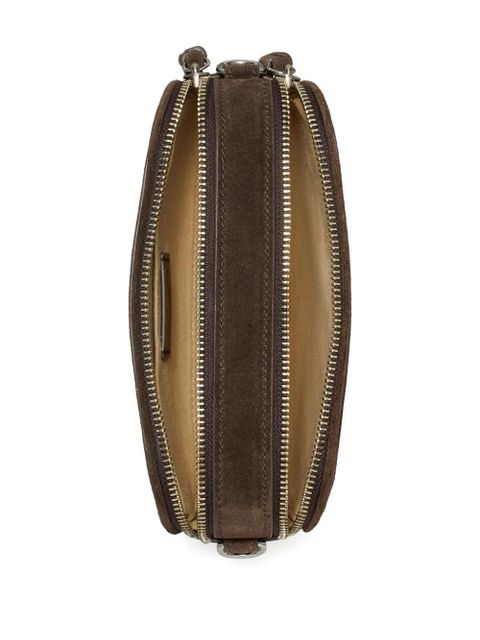 Tory Burch mini Miller logo-studded suede crossbody bag - Brown