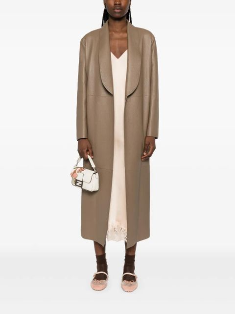 FENDI leather coat - Brown