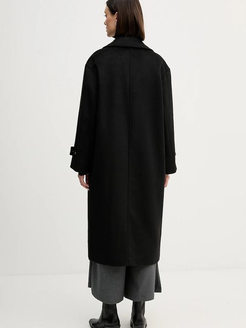 Pedro del Hierro płaszcz z dodatkiem wełny kolor czarny 7522239