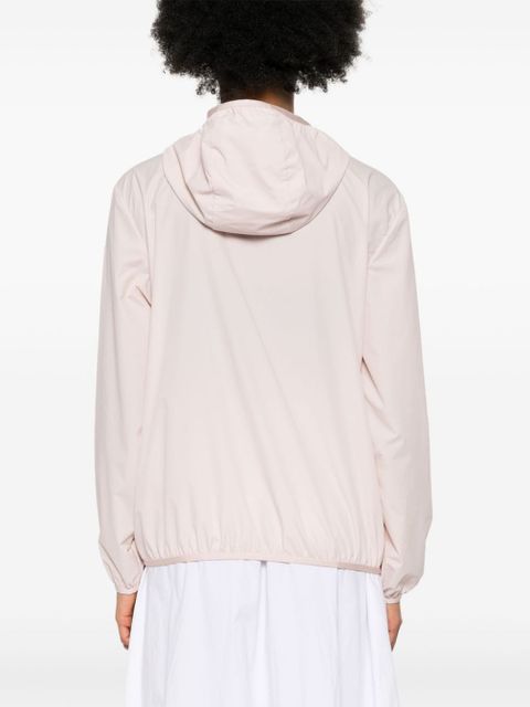 Moncler logo-patch hooded windbreaker jacket - Pink