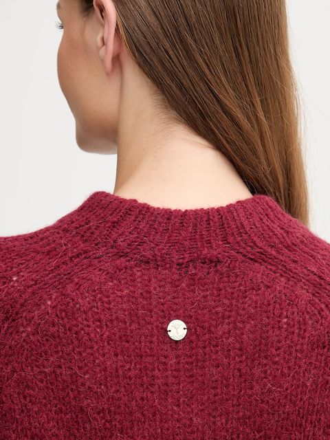 Joop! sweter z dodatkiem wełny damski kolor bordowy z półgolfem 30048450