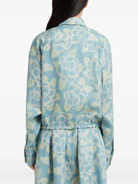 Marni drawstring floral shirt - Blue