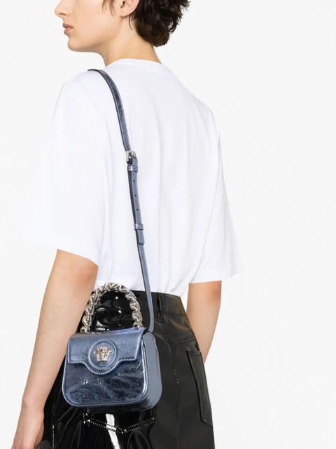 Versace La Medusa metallic leather mini bag - Blue