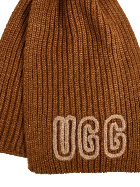 UGG ribbed logo scarf - Brown