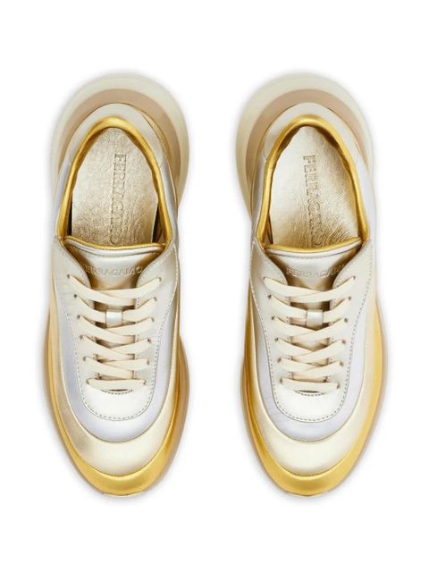 Ferragamo rainbow stripe sneakers - Gold