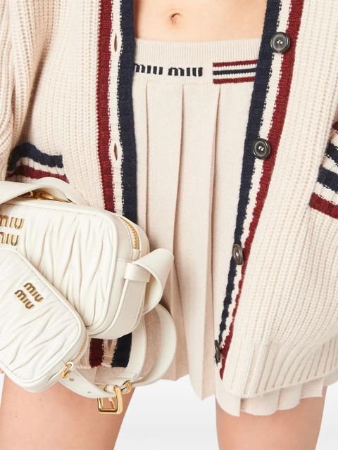Miu Miu pleated knitted cashmere miniskirt - Neutrals