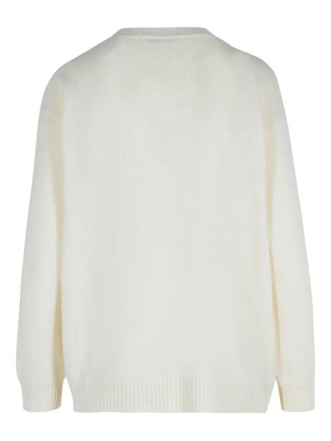 Max Mara logo-embellishment crew-neck sweater - White
