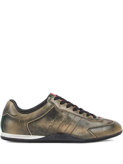 Gucci distressed web-stripe sneakers - Brown - zdjęcie produktu nr 1