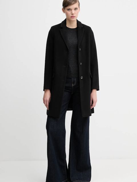 United Colors of Benetton płaszcz z dodatkiem wełny kolor czarny 2V0PDN062 - zdjęcie produktu nr 2