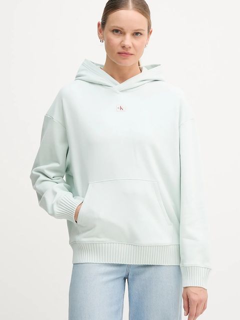 Calvin Klein Jeans bluza bawełniana damska z kapturem gładka LV047D232G
