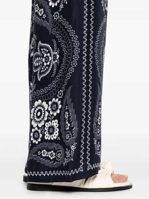 Maje bandana-print wide-leg trousers - Blue