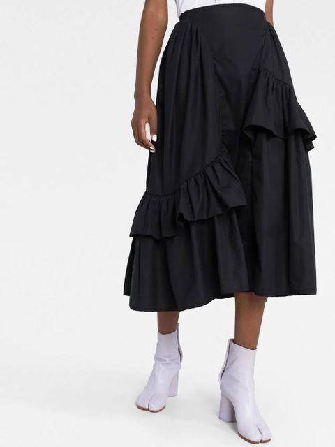 Cecilie Bahnsen ruffled cotton midi skirt - Black