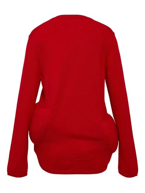 Comme Des Garçons filling worsted wool cardigan - Red - zdjęcie produktu nr 2