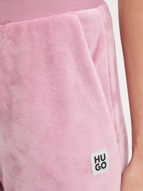 HUGO spodnie dresowe damskie kolor różowy gładkie 50549812