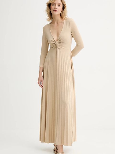 Answear.LAB sukienka kolor złoty maxi rozkloszowana - zdjęcie produktu nr 1