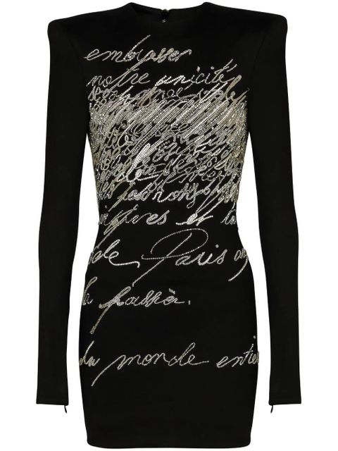 Balmain rhinestone-embellished mini dress - Black - zdjęcie produktu nr 1