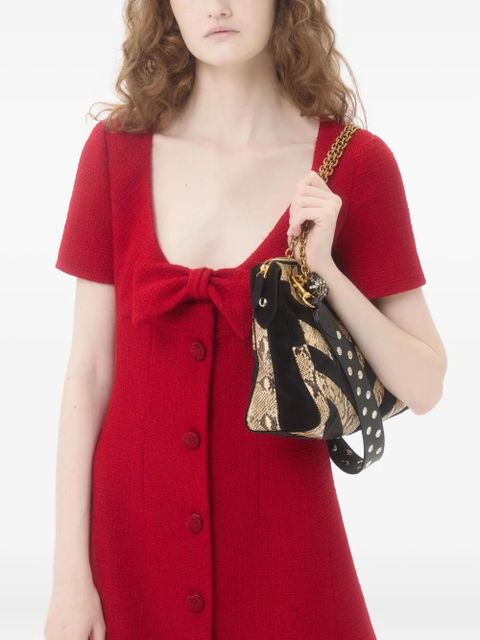 Valentino Garavani short dress in plain wool tweed - Red