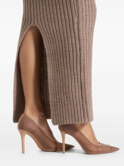 Manière De Voir Lyra foldover knitted maxi skirt - Neutrals
