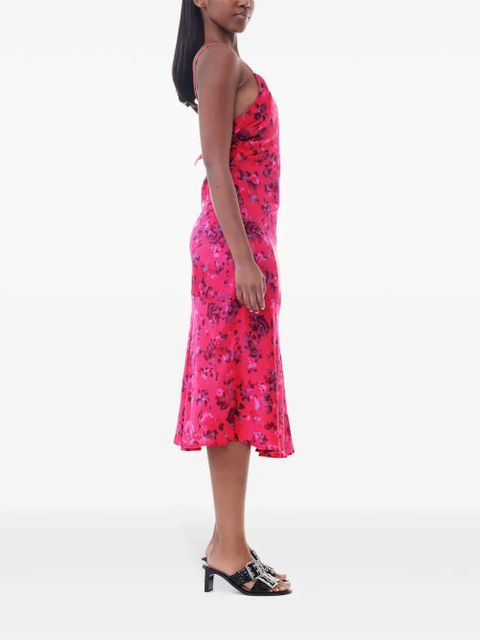 GANNI floral-print satin slip dress - Pink