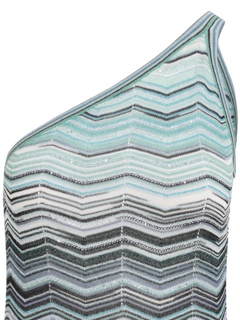 Missoni one-shoulder chevron-pattern maxi dress - Blue - zdjęcie produktu nr 2